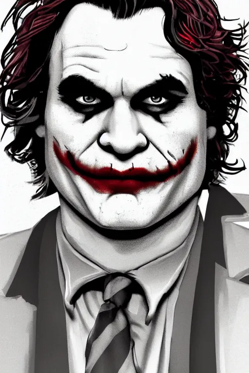 Image similar to joaquin phoenix joker comic book cover issues 2 0, justify content center, delete duplicate object content!, violet polsangi pop art, gta chinatown wars art style, bioshock infinite art style, incrinate, realistic anatomy, hyperrealistic, 2 color, white frame, content balance proportion