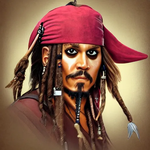 Image similar to Jack Sparrow awkward high school yearbook photo trending on artstation