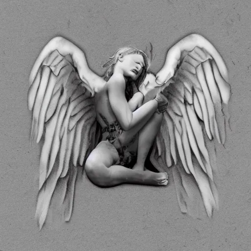 Prompt: fallen angel, photo realistic