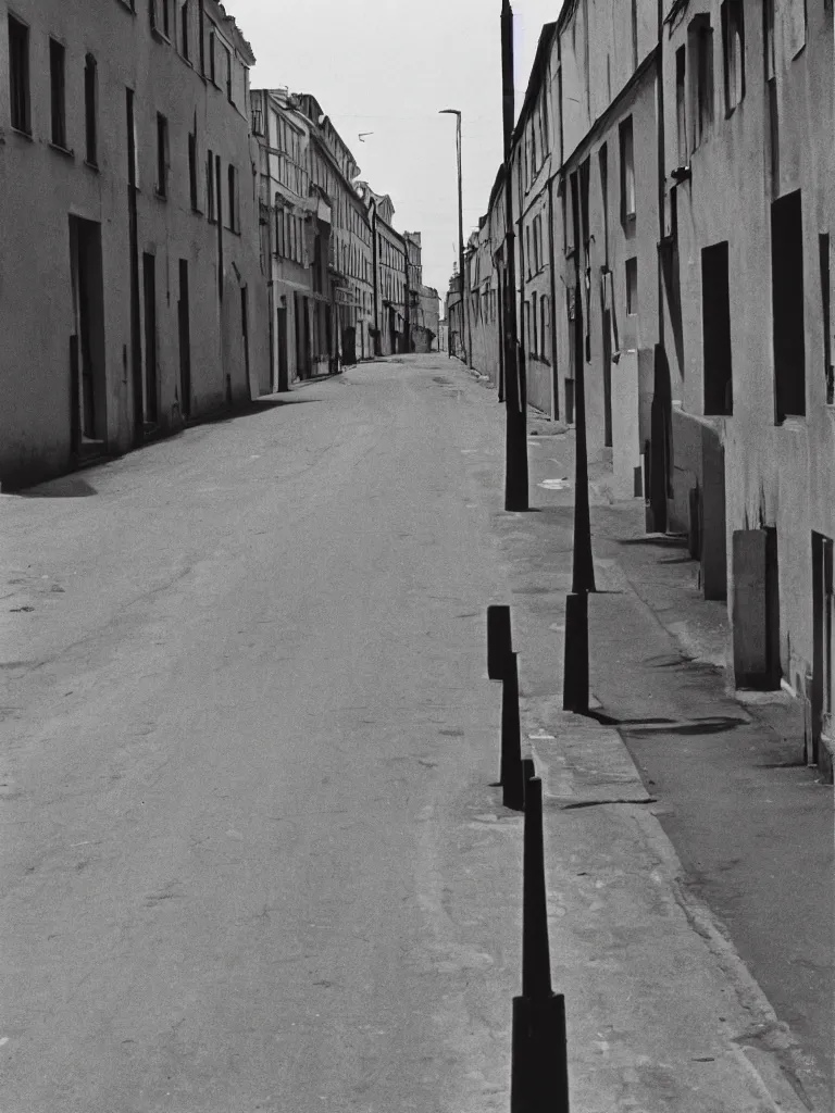 Image similar to a black and white photo of a city street by pietro testa, featured on tumblr, berlin secession, 1 9 7 0 s, 1 9 9 0 s, matte photo