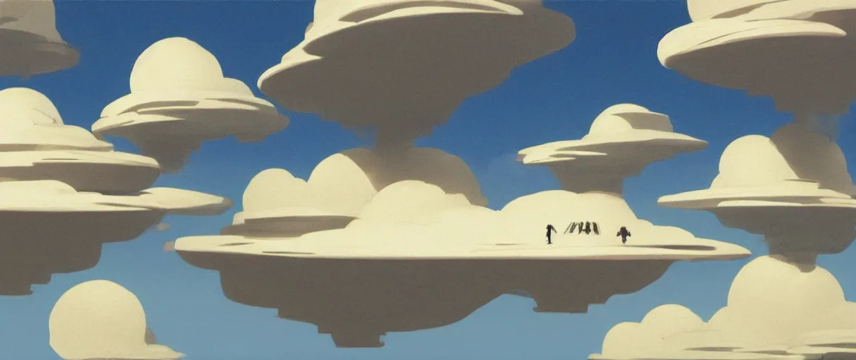 Prompt: floating islands in sky, concept art, low angle, cinematic, style of ralph mcquarrie