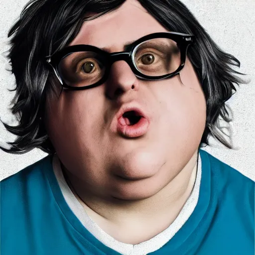 Image similar to andy milonakis as a goat, goat body, human head, anthropomorphic, 4 k, photorealistc, high details