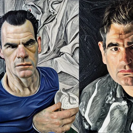 Image similar to high quality high detail painting by lucian freud, hd, henry rollins