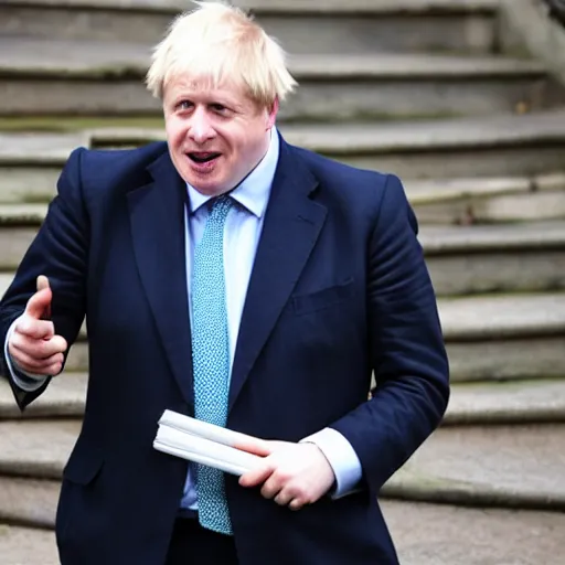 Prompt: medium shot photo of Boris Johnson smoking a joint, 4k, ultra HD