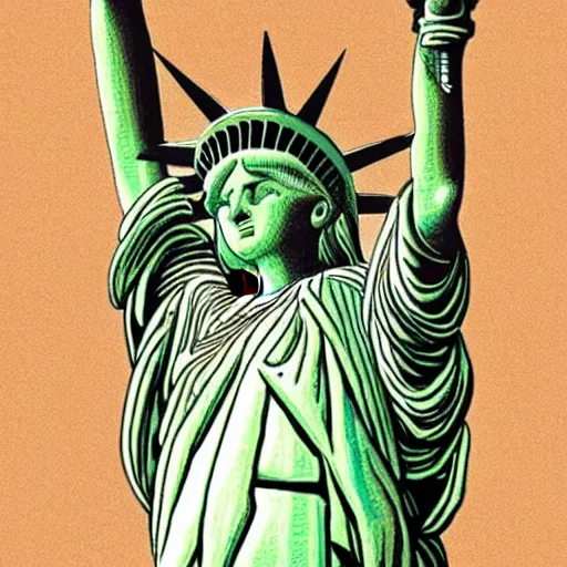 Prompt: “ a photo of the statue of liberty if were designed by india instead of france ”