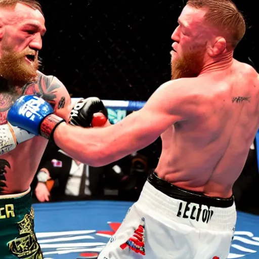 Prompt: conor mcgregor knocking himself out, high quality photo