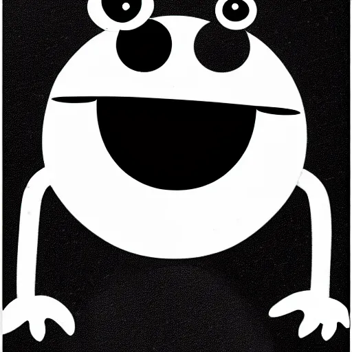 Image similar to book illustration of cookie monster with eight eyes, book illustration, monochromatic, white background, black and white image