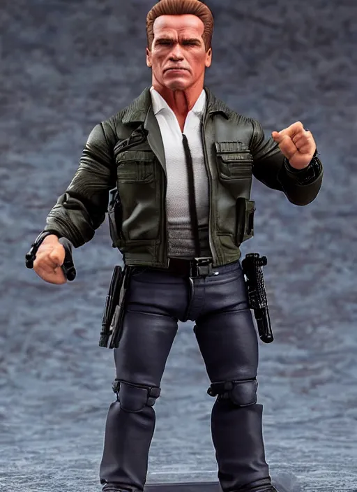 Prompt: arnold schwarzenegger, a nendoroid of arnold schwarzenegger figurine, the terminator, realistic face, detailed product photo