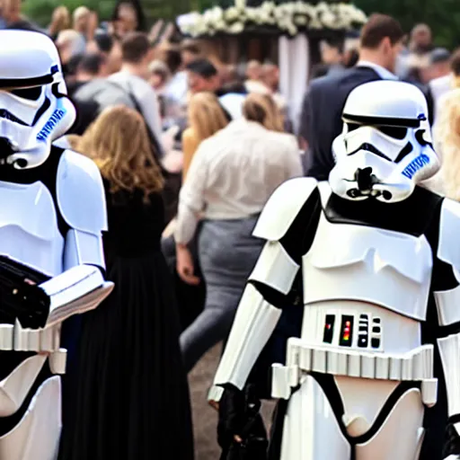 Prompt: two stormtroopers getting married to each other, darth vader is performing the ceremony