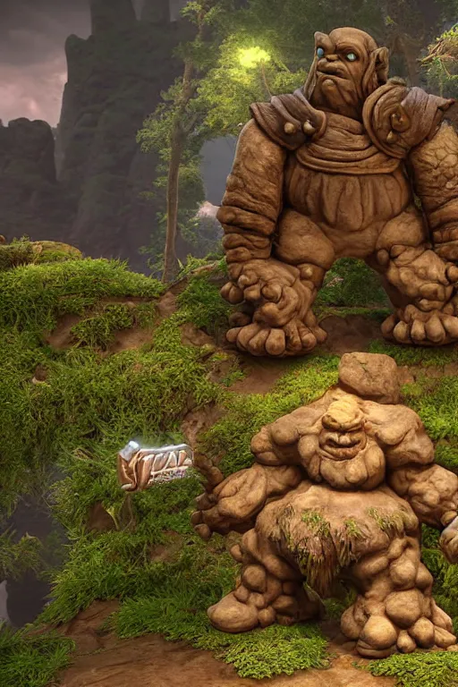 Image similar to zelda fantasy art giant golem troll wood rock, global illumination ray tracing hdr fanart arstation by sung choi and eric pfeiffer and gabriel garza and casper konefal hardmesh zbrushcentral