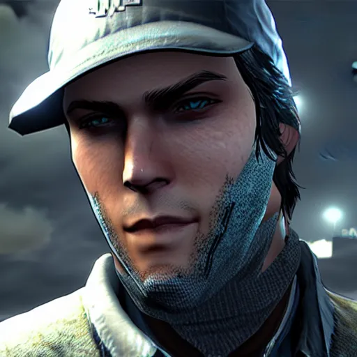 Prompt: Watch dogs game e3 2012 aiden pearce early face