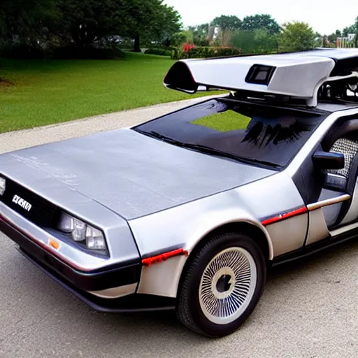 Prompt: delorean covered with painted with pokemons