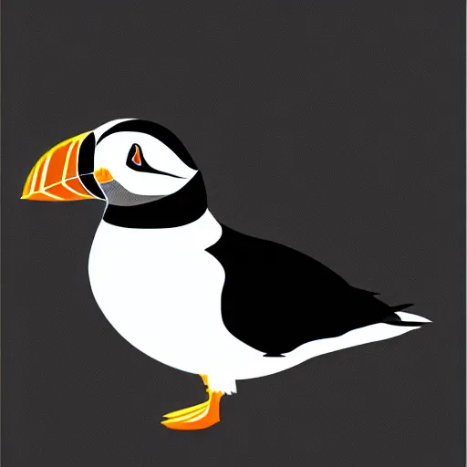 Image similar to flat single tone black vector silhouette of a puffin, pure white background, 4 k resolution