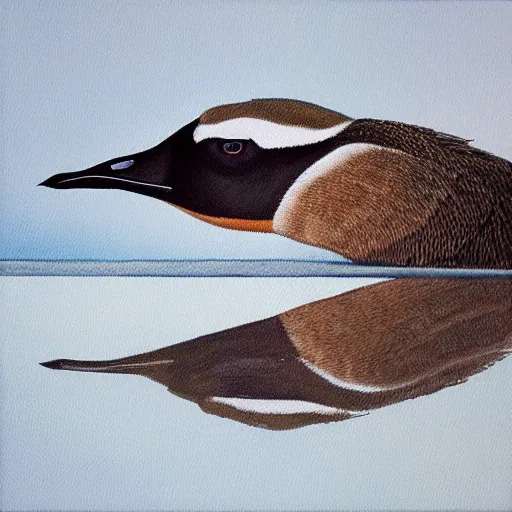 Prompt: “ detailed painting of a canada goose on a white background, very realistic ”