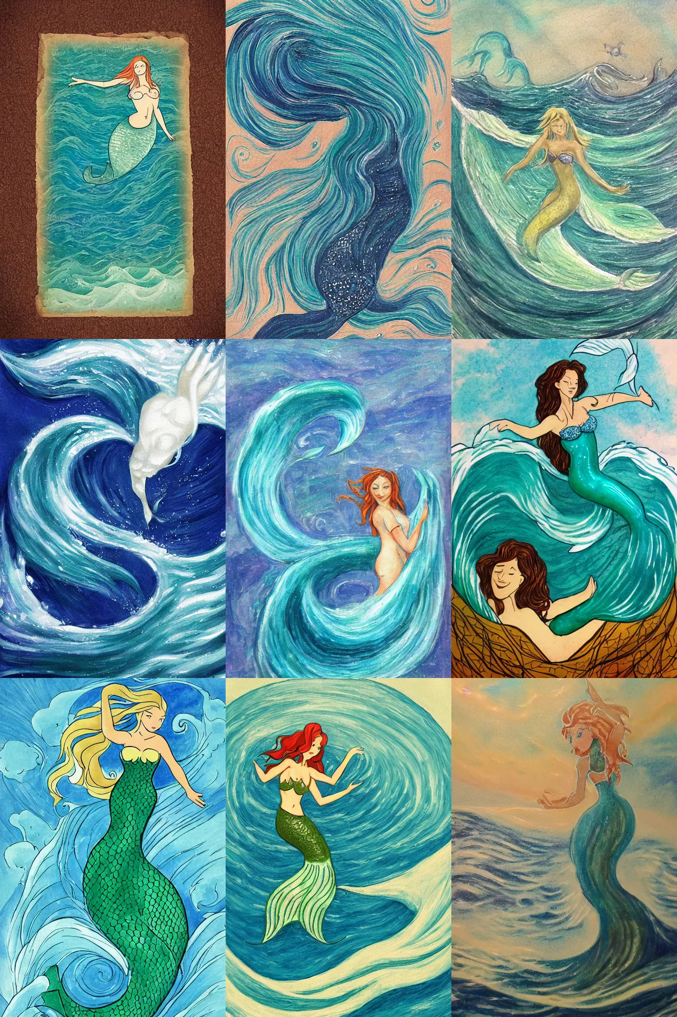 Prompt: wave in the shape of a mermaid by mc bess