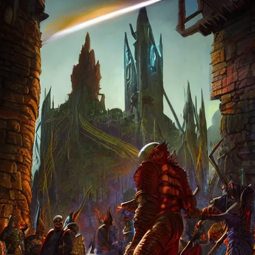 Prompt: bright, colorful, realistic, detailed from Elder Scrolls: shivering isles concept art city of the mad god New Sheoth backlighting, kodachrome, high contrast, highly detailed, sharp focus, digital painting, concept art, illustration, trending on artstation, comic book by Alex Ross and Adam Adamowicz cover art