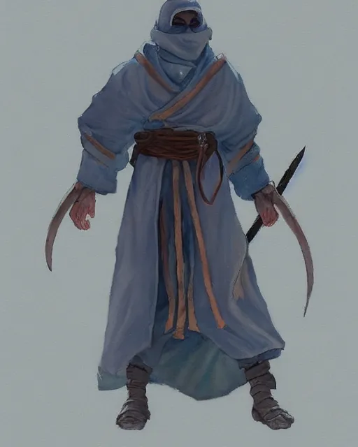 Image similar to a oil / watercolor painting full body character portrait of a cleric / ninja in the style of moebius in the style of leonard boyarsky trending on artstation deviantart pinterest furaffinity detailed photorealistic highlights and shadow hd 8 k post - processing high resolution