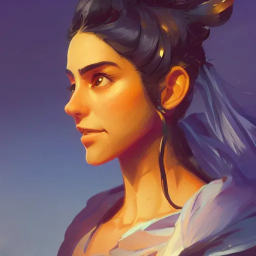 Image similar to profile portrait, maya ali mage, gloomhaven, dynamic lighting, gaudy colors, octane render aesthetic, matte painting concept art, official fanart behance hd artstation by jesper ejsing, by rhads and makoto shinkai and lois van baarle and ilya kuvshinov and rossdraws