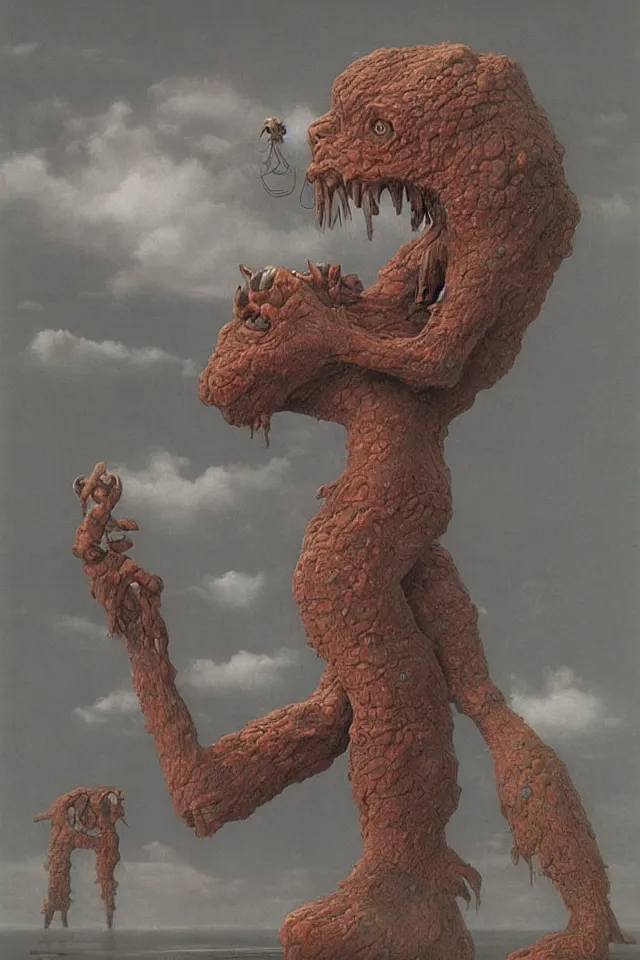 Prompt: a giant cute monster 4k by zdzisław beksiński