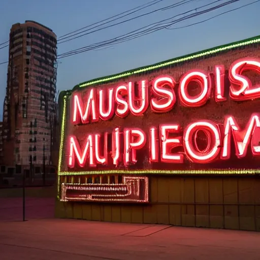 Prompt: museum of neon monumets, leds