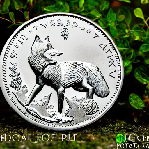 Image similar to a commemorative silver coin depicting a noble fox, today's featured numismatics photography 1 6 k