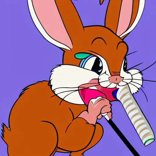 Prompt: lola bunny licking a lollipop