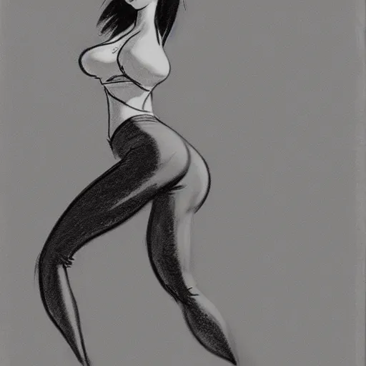 Image similar to milt kahl sketch of thick cuban girl wearing black yoga pants