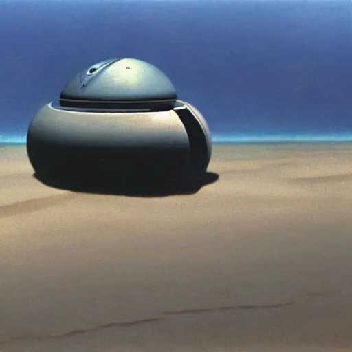 Image similar to a rectangular space ship hover over a beach by h. r. giger.