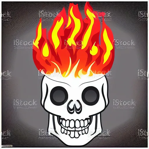 Image similar to vector art icon of a flaming skull