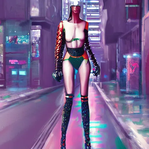 Image similar to cyberpunk favela fashion, gucci catwalk, oil painting, digital art, ultradetailed, artstation