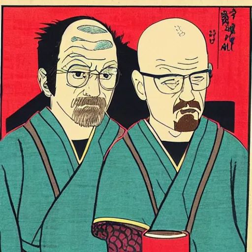 Prompt: walter white and jesse pinkman ukiyo - e