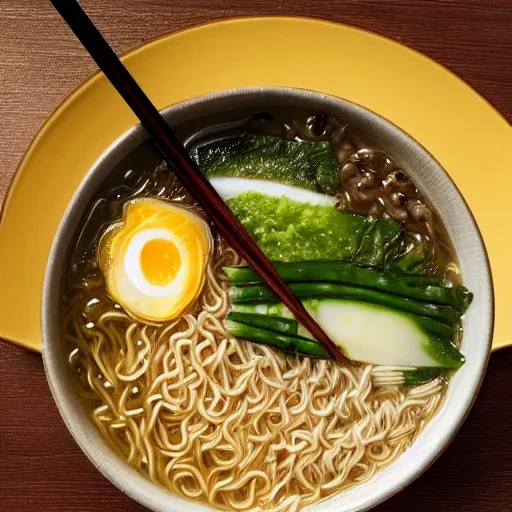 Image similar to a bowl of ramen angry at climate change