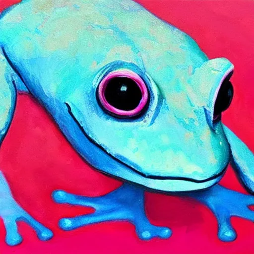 Prompt: “pink frog underwater oil panting”