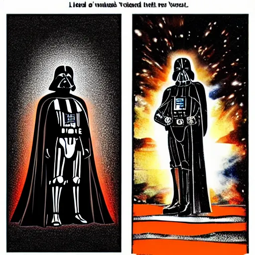 Image similar to darth vader ( left ) jesus ( right )