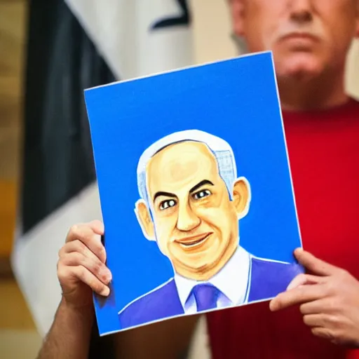 Image similar to portrait of benjamin netanyahu, by a child