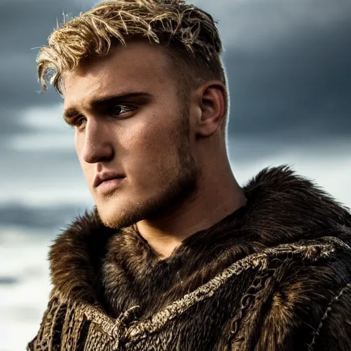 Image similar to jake paul in vikings 4 k detailed super realistic