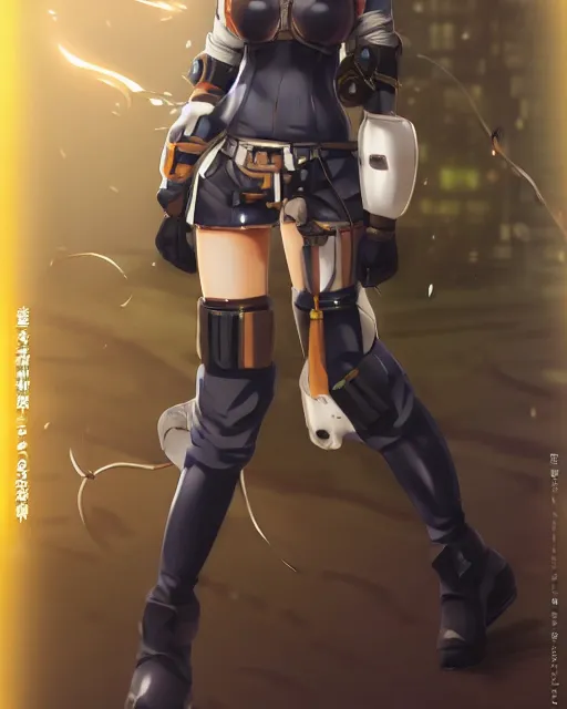 Image similar to full body image of anime girl in mechanic armor in night tokyo by makoto sinkai, perfect face and body, fine details and face
