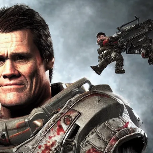 Image similar to Jim Carrey in Gears of War, HD