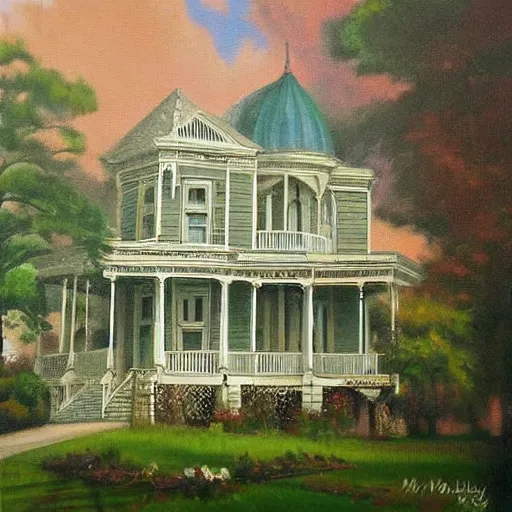 Prompt: victorian house painting, fond memories, fond memories by mary haley,