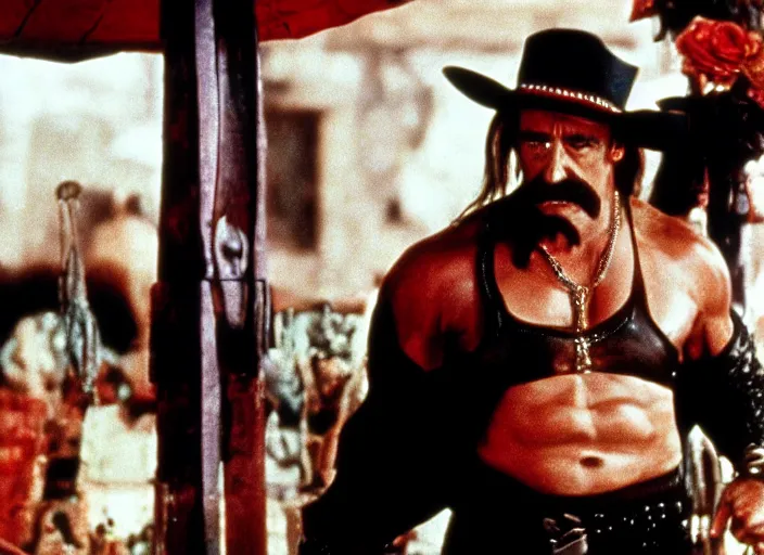 Image similar to film still of Hulk Hogan as Doc Holiday in Tombstone 1993, 4k
