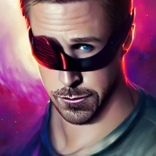 Image similar to Ryan Gosling as Marvel's Cyclops, X-Men, ultra realistic, concept art, intricate details, eerie, highly detailed, photorealistic, octane render, 8k, unreal engine. art by Artgerm and Greg Rutkowski