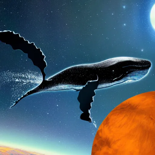 Prompt: Whale in Space, Hyper realistic 8k