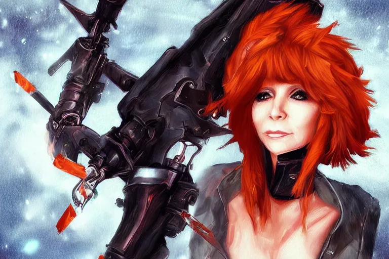 Image similar to “Mylene Farmer in Blizzard style, artstation, deviantart”