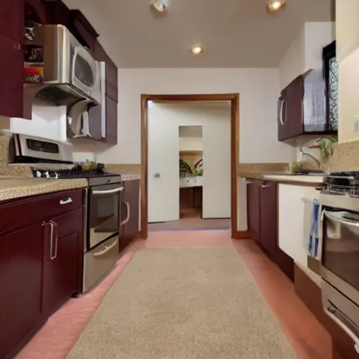 Prompt: a carpeted kitchen