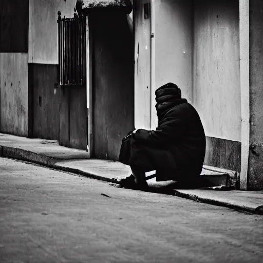 Image similar to A photography of loneliness on the city street