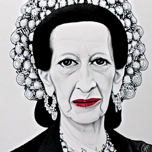 Image similar to pencil illustration of Diana vreeland highly detailed, cinematic,