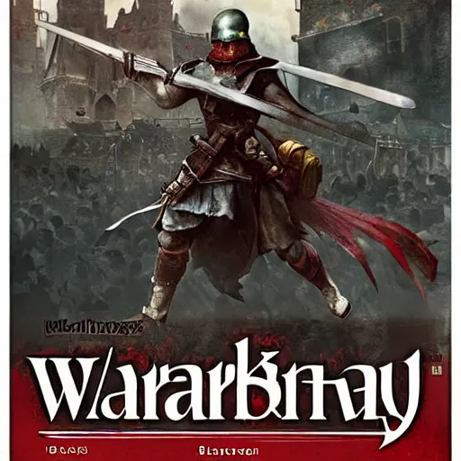 Image similar to Warkly 2, medieval fantasy game poster printed on playstation 2 video game box , Artwork by Akihiko Yoshida, cinematic composition