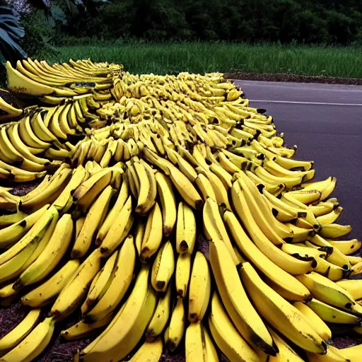 Prompt: bananas. bananas everywhere. they are falling everywhere. the ground is bananas.