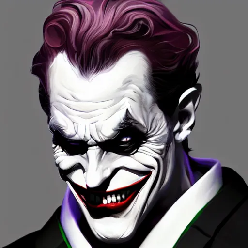 Image similar to the Batman as the joker, digital painting, amazing detail, artstation, cgsociety