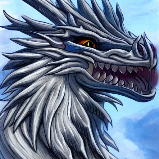 Image similar to a majestic and friendly cloud dragon, portrait